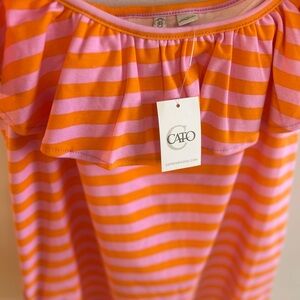 New Cato Orange and Pink Striped Spring/Summer Cotton Top
